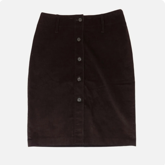 Express Stretch Button Down Brown Pencil Skirt - Picture 2 of 7
